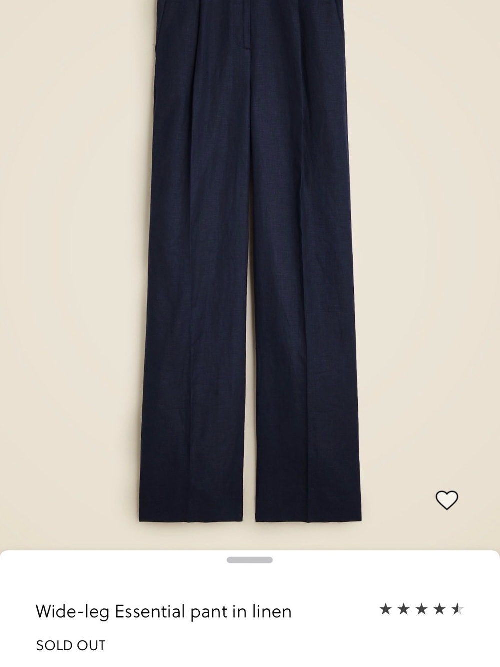 NWT J. Crew Wide-Leg Linen Trousers in Navy
